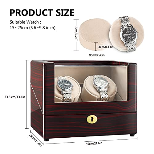 CHIYODA Dual Watch Winder for Automatic Watch, Men's and Women's Watches with 2 Mabuchi Motors, LCD Control Touch Screen, Perfect Display for Home and Office