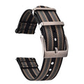 JWNSPA Two Piece Quick Release Ballistic Ribbed Nylon Watch Strap,18/20/22 mm Replacement Watch Bands for Men Women (Black Khaki Gray, 20mm)