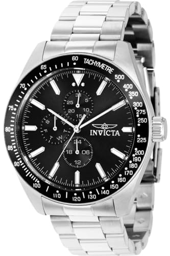 Invicta Aviator Men 45mm Stainless Steel Silver Black dial VH67 Quartz