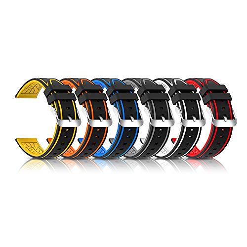 Narako Silicone Watch Bands Divers Model Replacement Rubber Watch Strap 20mm 22mm 24mm 26mm Waterproof Line Bicolor Silver Buckle for Men and Women Sport (22mm, Red)