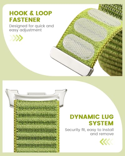 Nylon Loop Sport Band Compatible with Samsung Galaxy Watch 8 40mm/44mm, 2025 Soft Adjustable Replacement Strap for Galaxy Watch 8 Classic 46 mm Women Men (Field Green)