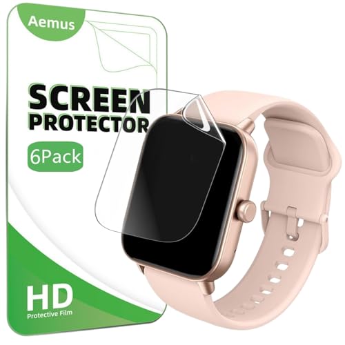 Aemus Screen Protector For IDW13 / IDW15 / IDW19 Smart Watch 1.8" (6 PACK) Full Coverage Clear TPU Film Compatible for aeac/Fitpolo/Quican SmartWatch