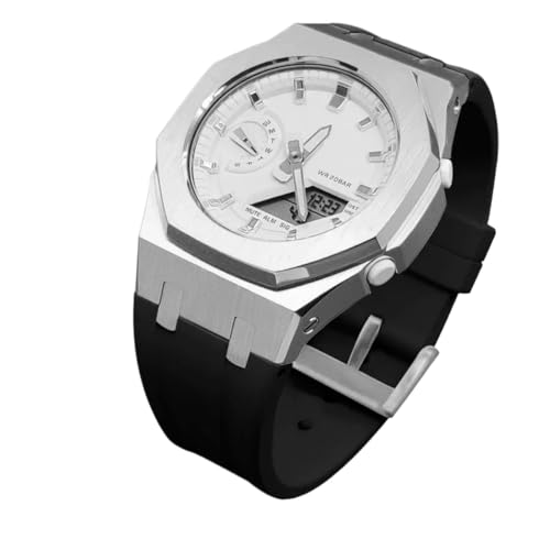 Weikon Gen 5 GMA-S2100 Stainless Steel Case Fluorine Rubber Strap Suitable for Gma s2100 Replacement Accessories (silver Black)