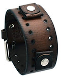 BN-BB Unisex 20mm Lug Width 39mm Wide Dark Brown Wide Leather Cuff Wrist Watch Band