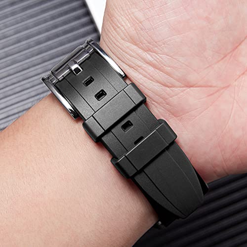 BINLUN Quick Release Silicone Watch Bands Replacement Rubber Watch Straps 18mm 19mm 20mm 21mm 22mm 24mm Smartwatches Bands for Men and Women Waterproof Sport Watchbands (20mm, Black)