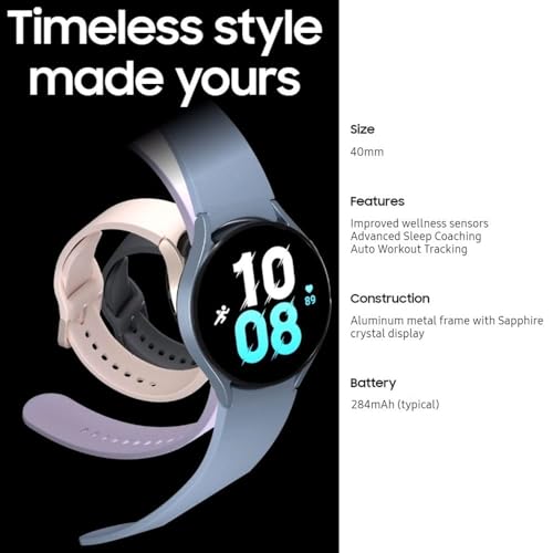 Samsung Galaxy Watch 5 (40mm, WIFI + 4G LTE) 1.2" Super AMOLED Smartwatch GPS Bluetooth w/ Advanced Sleep Coaching, Bioactive Sensor, Water Resistant R905U (Generic Charger, Graphite) (Renewed)