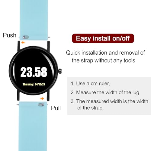 HARFINGTON Silicone Watch Band 16mm Width Quick Release Soft Rubber Replacement Watch Strap with Stainless Steel Buckle for Men Women, Blue
