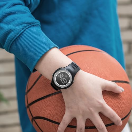 EZON Digital Watch with Stopwatch Countdown Timer Alarm EL Backlight,Ultra-Thin Large Display 5ATM Waterproof Digital Wrist Watches for Men Women