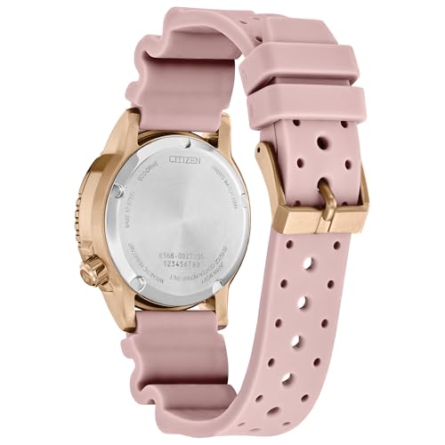 Citizen Ladies Eco-Drive Promaster Sea Dive 4 Watch, Pink Polyurethane Strap, Silver-Tone Dial, 3 Hand, Date (Model: EO2023-00A)
