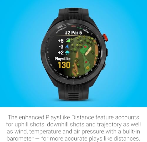 Garmin Approach S70 (Black, 47mm) Golf GPS Watch | Premium Smartwatch with AMOLED Display, Virtual Caddie & Playslike Distance | Bundle with PlayBetter Screen Protectors & Portable Charger