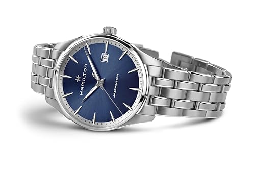 Hamilton Jazzmaster Gent Quartz Men's Watch, 40mm Stainless Steel Case, Swiss Made, Blue Dial Analog Wrist Watch for Men, 50m Waterproof, Sapphire Crystal, Stainless Steel Strap