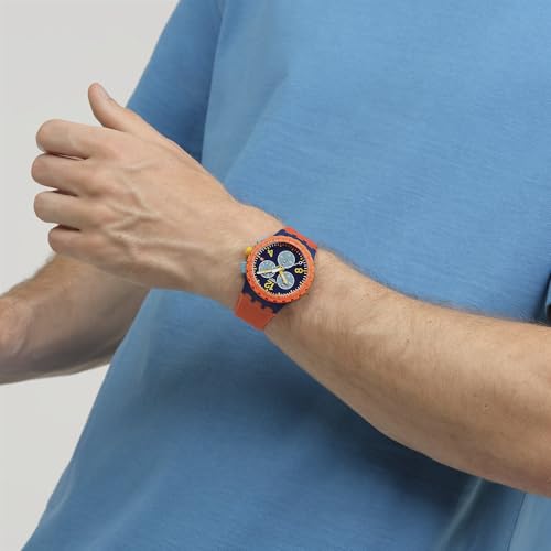 Swatch Unisex Casual Watch Orange Polymer Quartz CAMO Flash