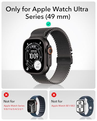 ESR for Apple Watch Ultra 3 /Ultra 2 /Ultra Case with Screen Protector 49mm (2025) Military Grade Protection, Aluminum Alloy Case with 2 Pack Armorite Glass Protector Set, Stay Original, Black
