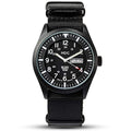 Infantry MDC Mens Military Watch, Stealth Black Tactical Field Watch for Men, 12/24H Military Time Analog Watch with Day Date, Waterproof Work Watch with Black Nylon