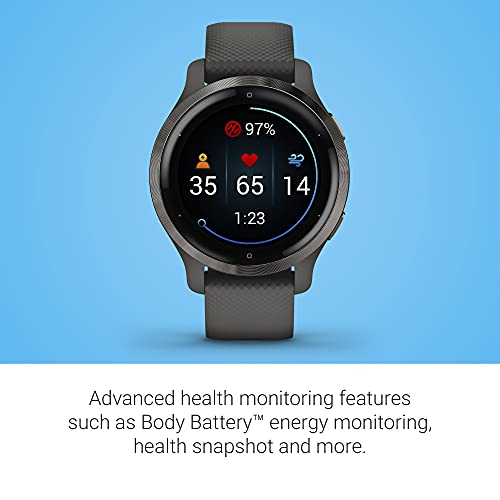 Garmin Venu 2S, Smaller-Sized GPS Smartwatch with Advanced Health Monitoring and Fitness Features, Slate Bezel with Graphite Case and Silicone Band, (010-02429-00) (Renewed)