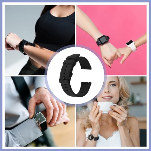 Giantree Silicone Watch Bands, Quick Release Waterproof Soft Rubber Replacement Straps with Silver Plated Stainless Steel Buckle Compatible with Smart Watch Sport Watch for Men Women (22mm, Black)