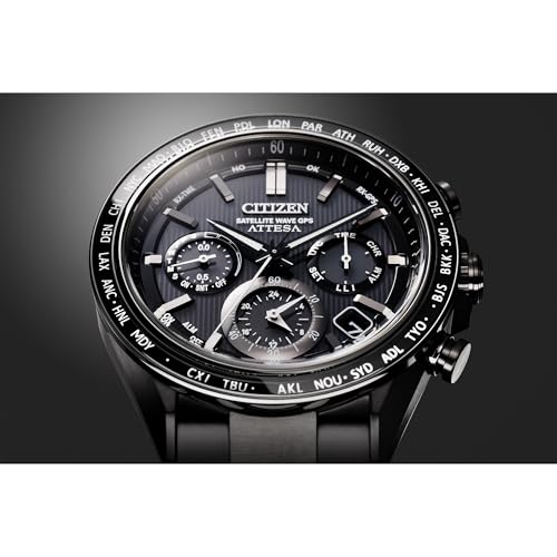 CITIZEN Mens Eco-Drive Attesa Satellite Wave GPS Chronograph, Black Super Titanium with DLC Coated Case & Bracelet, Black Dial (Style: CC4055-65E)