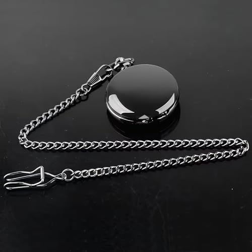 LYMFHCH Smooth Vintage Pocket Watch with Chain, Arabic Numerals Scale Mens Watch Christmas Graduation Birthday Gifts Fathers Day