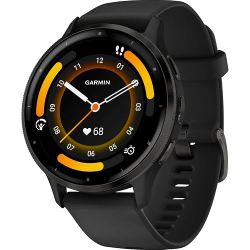 Garmin Venu 3 (Refurbished) Slate Stainless Steel Bezel 1.4-Inch AMOLED Touchscreen Display Smart Watch with 45mm Black Case and Silicone Band, 010-N2784-01
