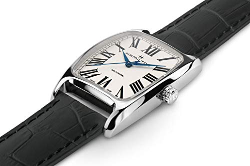 Hamilton American Classic Boulton Mechanical Men's Watch, 34mm x 38mm Stainless Steel Case, Swiss Made, White Dial Analog Wrist Watch for Men, 50m Waterproof, Sapphire Crystal, Cow Leather Strap