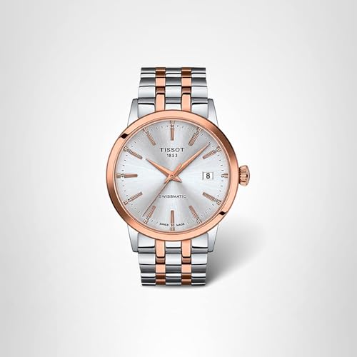 Tissot mens Classic Dream Stainless Steel Dress Watch Rose Gold T1294072203100