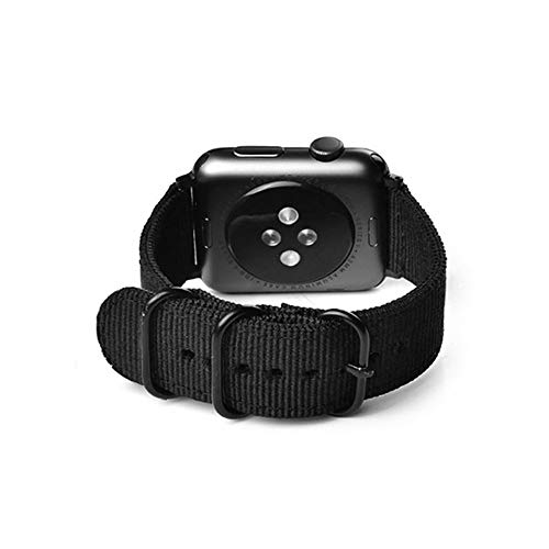 CNYMANY 24mm Universal Ballistic Watch Band, Nylon Canvas Woven Loop Replacement Strap Wristband Buckle Fastener Adjustable Closure for Smart-watch Sport Fitness Tracker - Black
