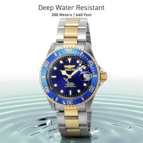 Invicta Men's Pro Diver 40mm Steel and Gold Tone Stainless Steel Automatic Watch with Coin Edge Bezel, Two Tone/Blue (Model: 8928OB)