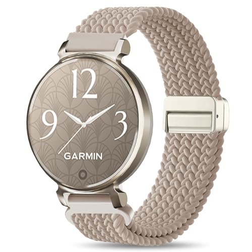 Braid Nylon Bands Compatible with Garmin Lily 2, Magnetic 14mm Stretchy Nylon Soft Loop Straps Quick Release Replacement Adjustable Wristband for Lily 2 Classic/Active Smart Watch Accessory for Women