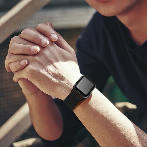 Lerobo Compatible with Apple Watch Band 44mm 46mm Series 11 10 9 8 SE Ultra 3 2 1 42mm 45mm 49mm for Men iWatch Bands Womens Series 7 6 5 4 3 SE2 SE3, Elastic Nylon Solo Loop Sport Strap, Black