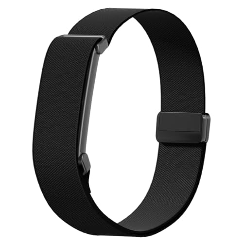 VeveXiao Nylon Bicep Bands Compatible With Google Fitbit Air Straps, Soft Weave Stretchy Breathable Replacement Sport Arm/Ankle Wristbands with Magnetic Buckle-No Tracker，Black