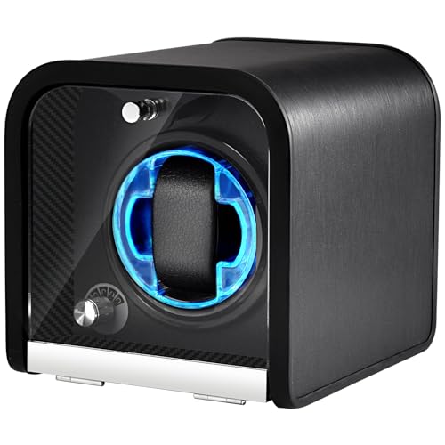PUEKDOIR Single Watch Winder for Automatic Watches, Super Quiet Motor,Built-in Illumination