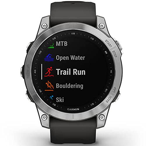 Garmin 010-02540-00 Fenix 7 Smartwatch Silver with Graphite Band Bundle with 2 YR CPS Enhanced Protection Pack (Renewed)