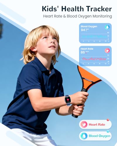 Smart Watch for Kids Girls Gift: No APP No Phone Needed Watch with Heart Rate Sleep Monitor Pedometer, Music Player, Alarm Clock & Timer, 20 Games, Camera-Birthday Gifts for 4-16 Year Olds Boys Blue
