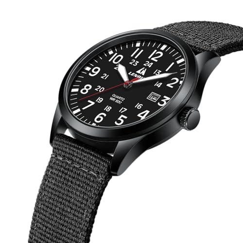 LN LENQIN Mens Watches Unisex Military Sport Nylon Strap Stylish Luminous Fashion Analog Quartz Watch for Men Waterproof Army Tactical Casual Wristwatch