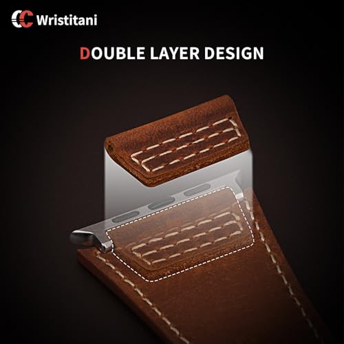 Wristitani Leather Bands Compatible With Apple Watch Band Ultra 3/2/1, 49mm 46mm 45mm 44mm 42mm For Men, Top Genuine Leather Replacement Vintage Strap for iWatch SE3/2/1 Series 11 10 9 8 7 6 5 4 3