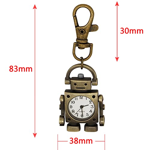 Realpoo Robot Ultra-Thin Uncovered Quartz Pocket Watch with Keychain, Men's Arabic Digital Dial Portable Keychain Pocket Watches
