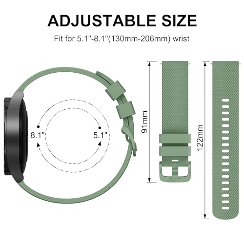 Vanjua 22mm Watch Bands Quick Release Replacement Wristband, 4 Pack Soft Silicone Waterproof Sport Straps Band for Men Women