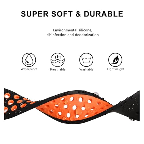 BISONSTRAP Watch Bands for Men and Women, Ventilated Silicone Watch Straps, Quick Release Sport Loop Band, 22mm, Black/Orange