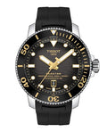 Tissot Mens Tissot Seastar 2000 Professional Powermatic 80 316L Stainless Steel case Automatic Watch, Black, Rubber, 22 (T1206071744101)