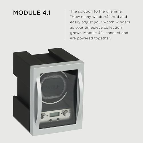 Wolf Module 4.1 Watch Winder, Black - Secure Fit with Patented Lock-in Dynamic Cuff - Accommodates All Wrist Sizes - Includes Universal Adapter