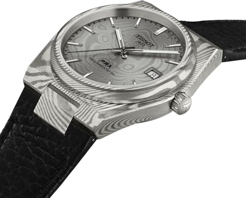 Tissot PRX 38mm, Swiss Automatic Watch for Men, Damascus Steel Case, Grey Dial, T1378079608100