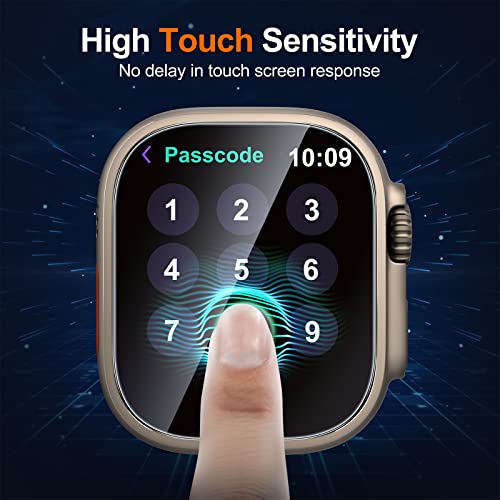 UniqueMe for 4 Pack Apple Watch Ultra/Ultra 2 / Ultra 3 Screen Protector 49mm, Military Grade Shockproof Case Friendly Anti-Scratch Bubble-Free Tempered Glass Clear Cover iwatch【Update Packaging】
