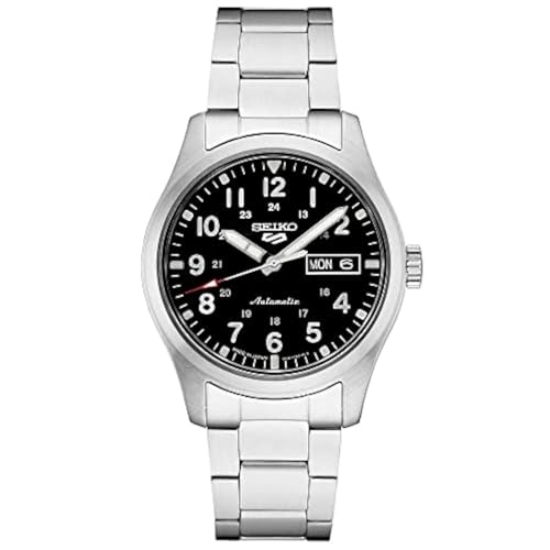 SEIKO SRPG27 Automatic Watch for Men - 5 Sports - Black Dial, Day/Date Calendar, Luminous Hands & Numeral Markers, Stainless Steel, 100m Water-Resistant