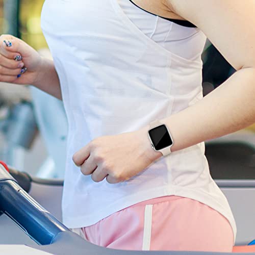 Thin Slim Band Compatible with Apple Watch 38mm 40mm 41mm 42mm 44mm 45mm 46mm 49mm, Replacement Silicone Sport Strap for iWatch Series 11/10/9/8/7/6/5/4/3/2/1 Ultra SE Women Men, Starlight