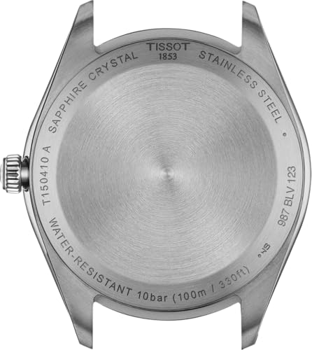 Tissot PR 100 Quartz 40mm, Swiss Quartz Watch for Men, Stainless Steel Case, Black Leather Strap, T1504101601100