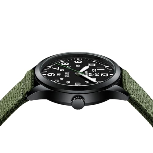LN LENQIN Mens Watches Unisex Military Sport Nylon Strap Stylish Luminous Fashion Analog Quartz Watch for Men Waterproof Army Tactical Casual Wristwatch