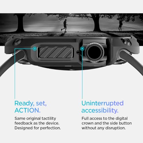Spigen for Apple Watch Series 11 Case, Built-in Touch Sensitive Tempered Glass Screen Protector Durable Full Coverage Cover Tough Armor Compatible with Series 11/10 46mm - Black