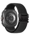BandRain Compatible with Samsung Galaxy Watch Ultra Bands 47mm, Upgrade Parachute-style Buckle, Stretchy Braided Sport Strap for Galaxy Watch 7 Ultra Band 2024 Men Women (Black)