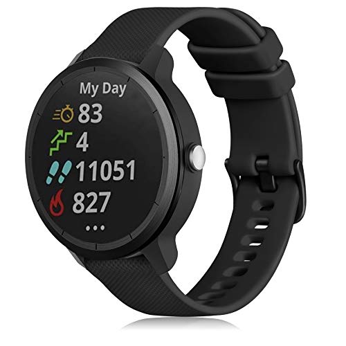 GEAK Compatible with Garmin Vivoactive 5 Watch Bands/Garmin Vivoactive 3 Watch Bands,20mm Silicone Band for Vivoactive 3 Music/Vivomove Sport,Forerunner 645/245 Music Smartwatch Women Men Black