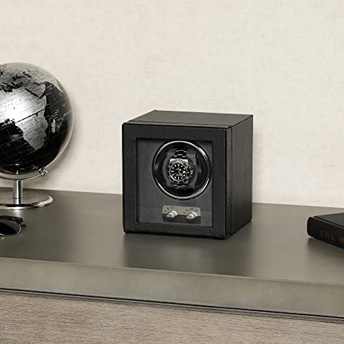 ROTHWELL Single Watch Winder for Automatic Watches with Quiet Motor with Multiple Speeds and Rotation Settings (Black/Grey)